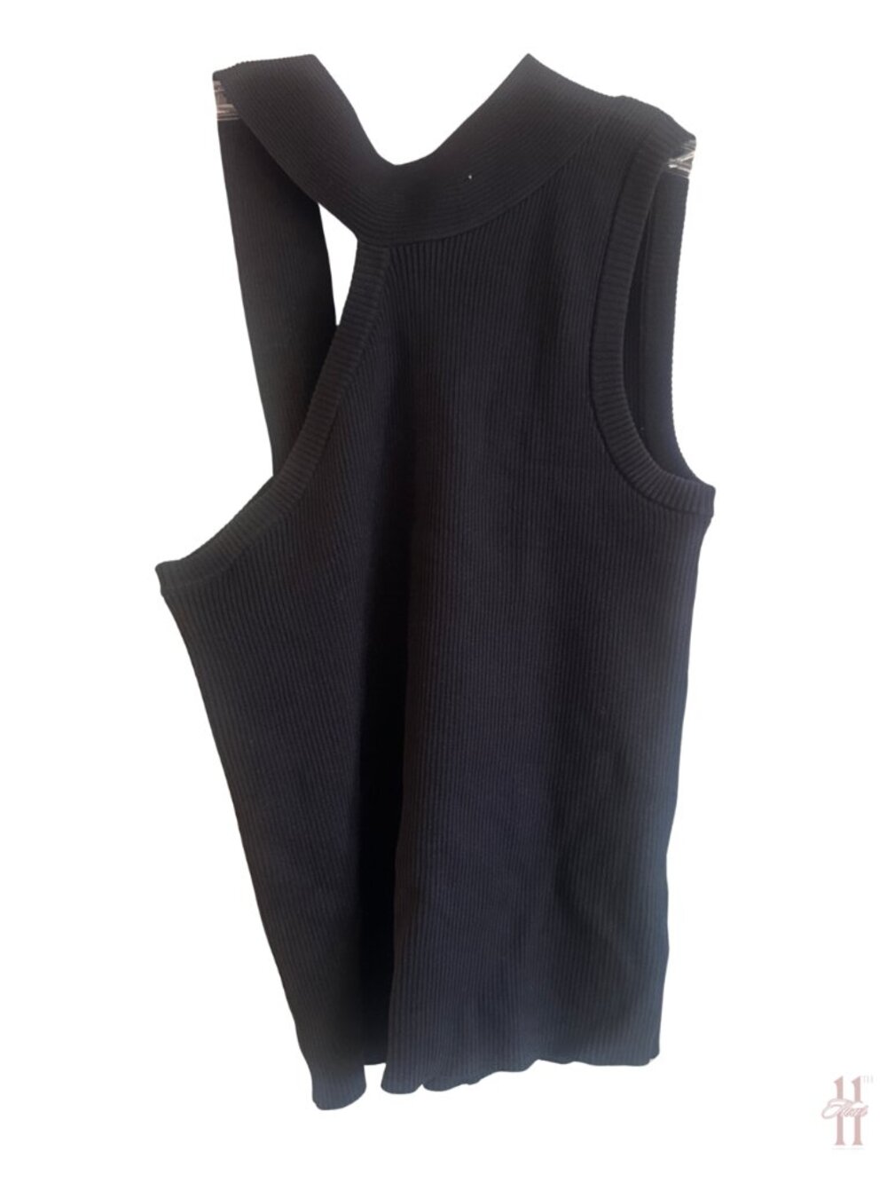LIKE NEW Commense Black Asymmetric Strap Ribbed Tank Top - Misses Small
